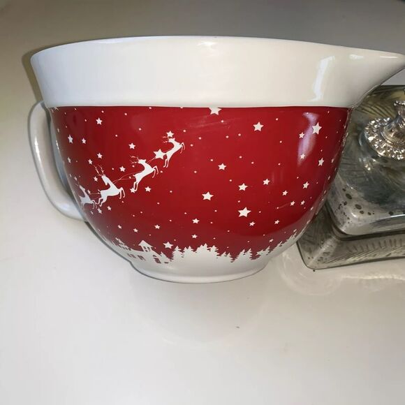 Mixing Bowl 10" The Bakeshop by Master Class Santa's Trip Ceramic Christmas NWOT - Picture 2 of 7